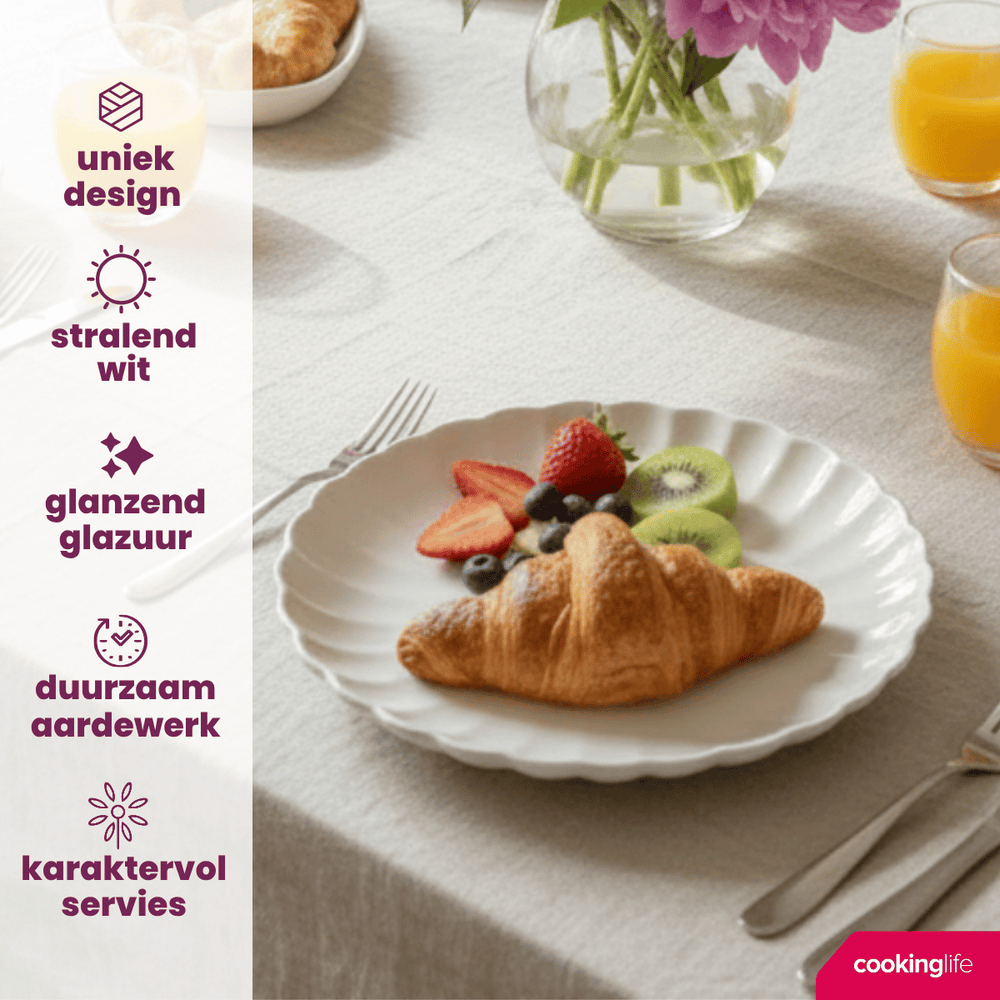 Cookinglife Frühstücksteller / Dessertteller Cardida Off White ø 19.5 cm - 6 Stück
