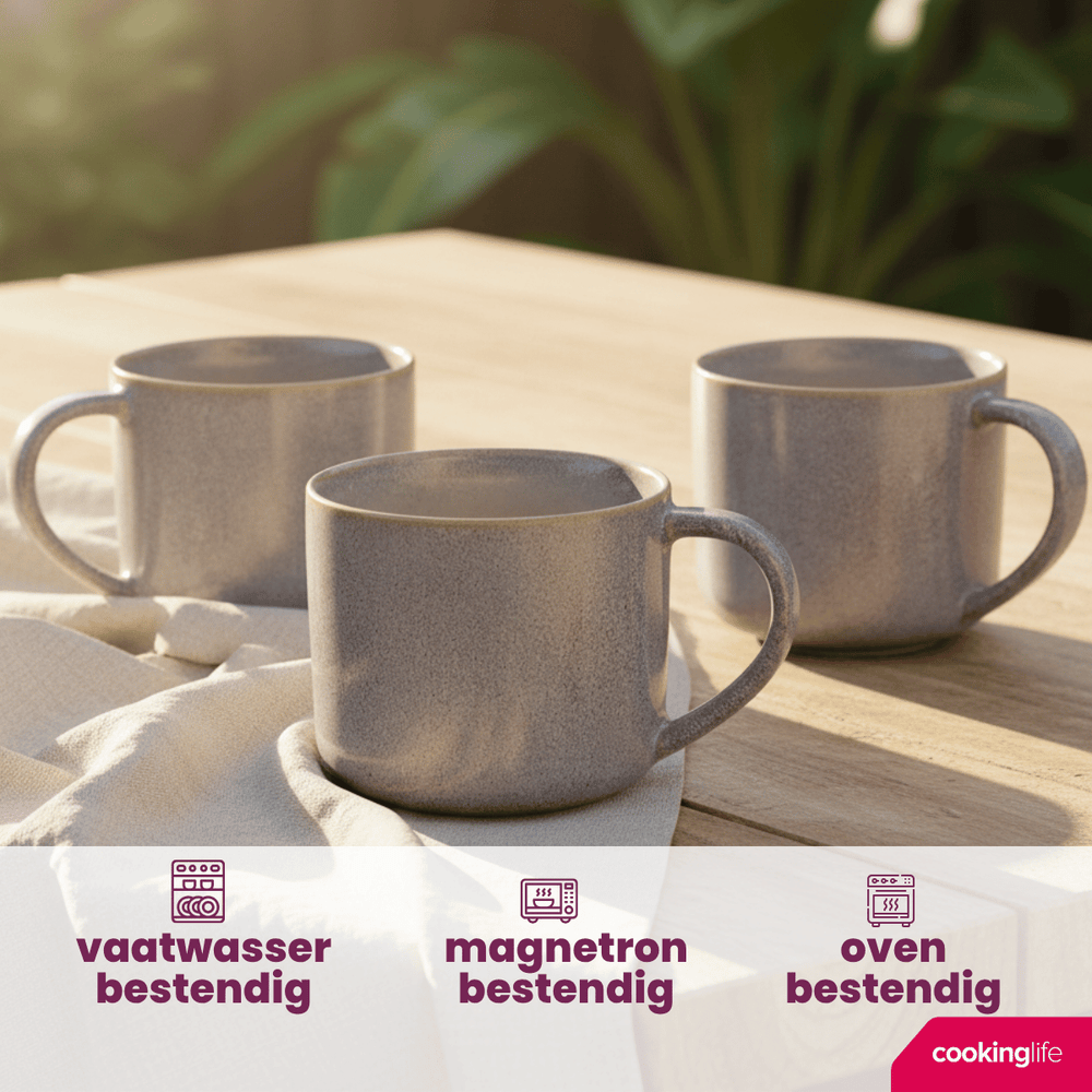 Cookinglife Kaffeetassen Serene Blue 330 ml – Steingut – 4 Stück