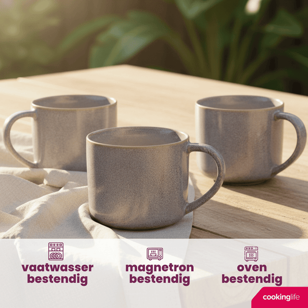 Cookinglife Kaffeetassen Serene Blue 330 ml – Steingut – 4 Stück
