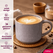 Cookinglife Kaffeetassen Serene Blue 330 ml – Steingut – 4 Stück