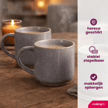 Cookinglife Kaffeetassen Serene Blue 330 ml – Steingut – 4 Stück