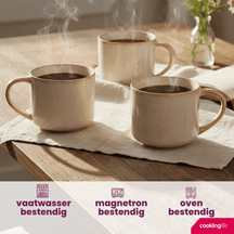 Cookinglife Kaffeetassen Serene Sand 330 ml – Steingut – 4 Stück