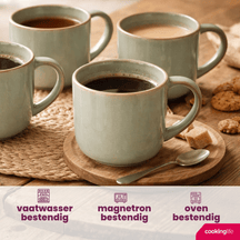 Cookinglife Kaffeetassen Serene Green 330 ml – Steingut – 4er-Set