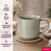 Cookinglife Kaffeetassen Serene Green 330 ml – Steingut – 4er-Set