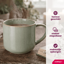 Cookinglife Kaffeetassen Serene Green 330 ml – Steingut – 4er-Set