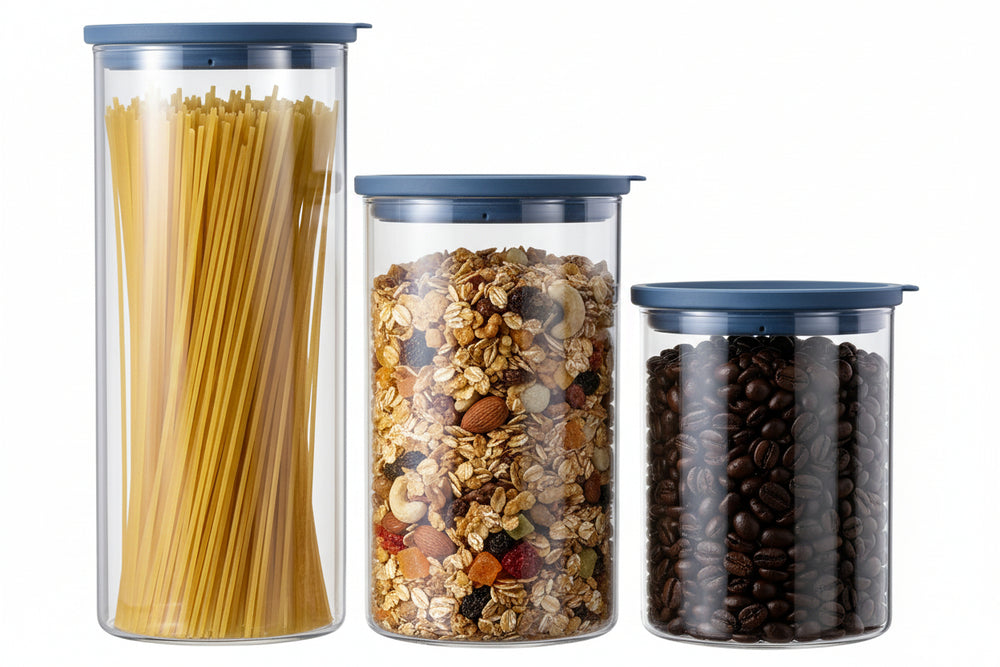 Cookinglife Vorratsbehälter Set - Glas - ø 13 cm - 1,5 / 1,9 / 2,5 Liter - 3 Stück