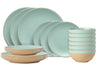 Costa Nova Geschirrset Arenito Aqua 18-teilig / 6 Personen - 6 Dinner-Teller, 6 Frühstücksteller & 6 Schalen