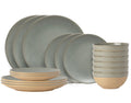 Costa Nova Geschirrset Arenito Sage Green 18-teilig / 6 Personen - 6 Speiseteller, 6 Frühstücksteller & 6 Schalen