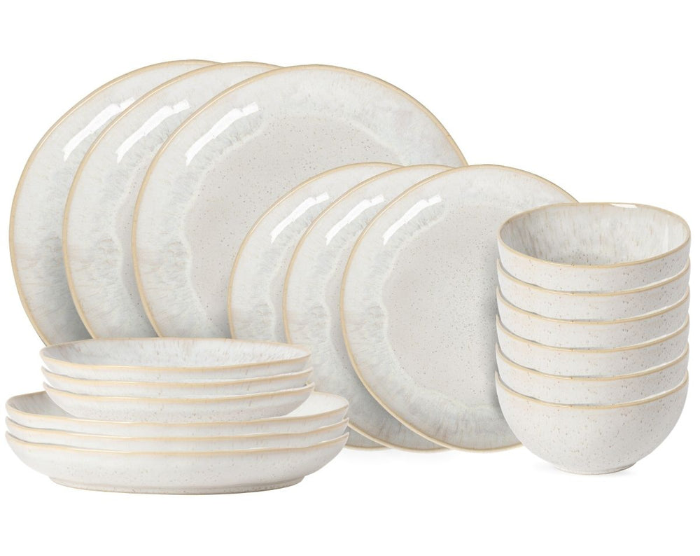 Costa Nova Geschirrset Casafina Eivissa Sand Beige 18-teilig / 6 Personen - 6 Speiseteller, 6 Frühstücksteller & 6 Schalen
