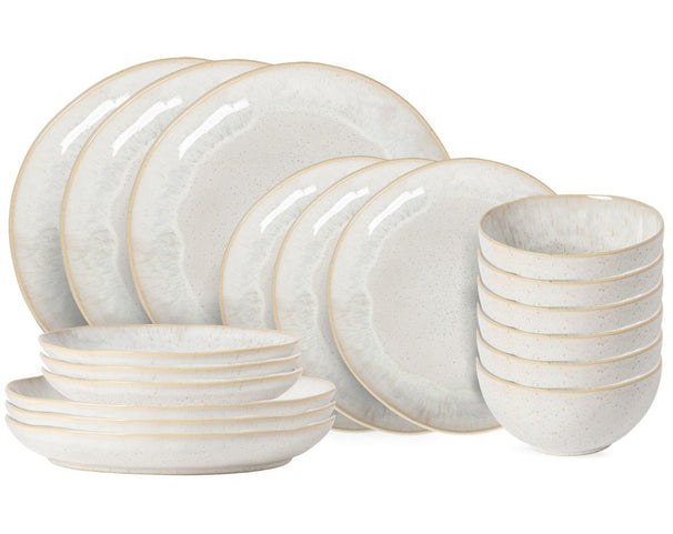 Costa Nova Geschirrset Casafina Eivissa Sand Beige 18-teilig / 6 Personen - 6 Speiseteller, 6 Frühstücksteller & 6 Schalen