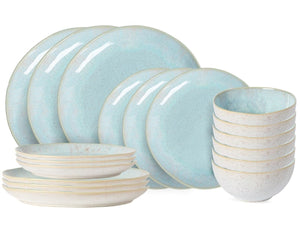 Costa Nova Geschirrset Casafina Eivissa Sea Blue 18-teilig / 6 Personen - 6 Speiseteller, 6 Frühstücksteller & 6 Schalen