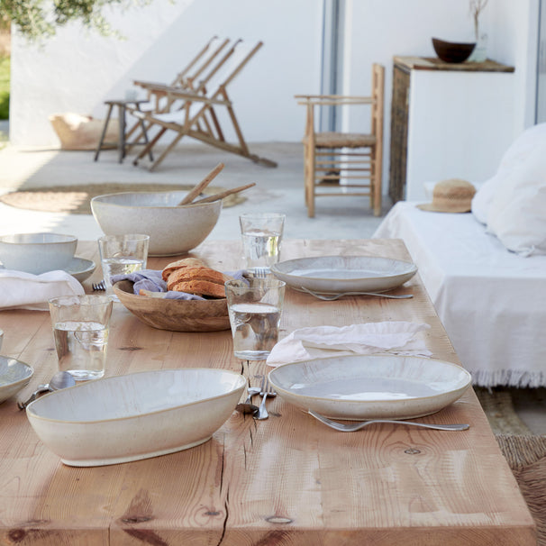 Costa Nova Geschirrset Casafina Eivissa Sand Beige 18-teilig / 6 Personen - 6 Speiseteller, 6 Frühstücksteller & 6 Schalen