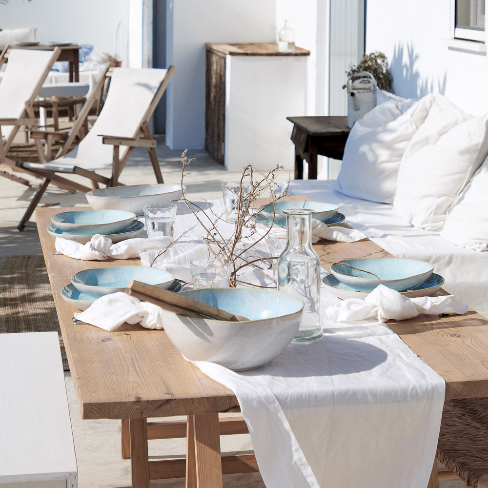 Costa Nova Geschirrset Casafina Eivissa Sea Blue 18-teilig / 6 Personen - 6 Speiseteller, 6 Frühstücksteller & 6 Schalen