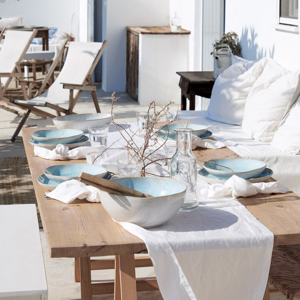 Costa Nova Geschirrset Casafina Eivissa Sea Blue 18-teilig / 6 Personen - 6 Speiseteller, 6 Frühstücksteller & 6 Schalen