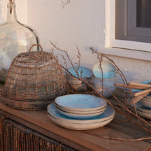 Costa Nova Geschirrset Casafina Eivissa Sea Blue 18-teilig / 6 Personen - 6 Speiseteller, 6 Frühstücksteller & 6 Schalen