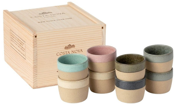 Costa Nova Espresso Tassen Arenito Multicolor 65 ml - 8 Stück - Geschenkbox