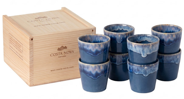 Costa Nova Espresso Tassen Grespresso Denim 80 ml - 8 Stück - Geschenkbox
