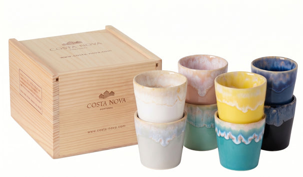 Costa Nova Espresso Tassen Grespresso Multicolor 80 ml - 8 Stück - Geschenkbox