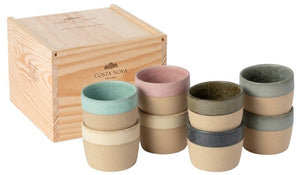 Costa Nova Kaffeetassen Arenito Multicolor 200 ml - 8 Stück - Geschenkbox