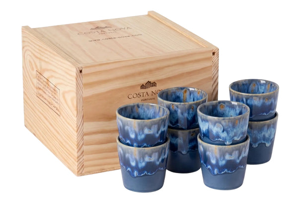 Costa Nova Kaffeetassen Grespresso Denim 190 ml - 8 Stück - Geschenkbox
