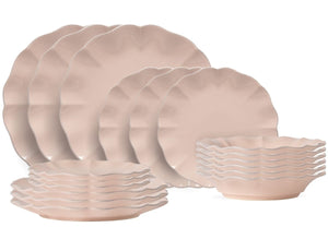 Costa Nova Geschirrset Rosa Rosé Pink 18-teilig / 6 Personen - 6 Speiseteller, 6 Frühstücksteller & 6 Suppenteller