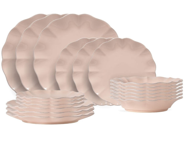 Costa Nova Geschirrset Rosa Rosé Pink 18-teilig / 6 Personen - 6 Speiseteller, 6 Frühstücksteller & 6 Suppenteller