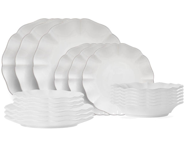 Costa Nova Geschirrset Rosa White 18-teilig / 6 Personen - 6 Speiseteller, 6 Frühstücksteller & 6 tiefe Teller