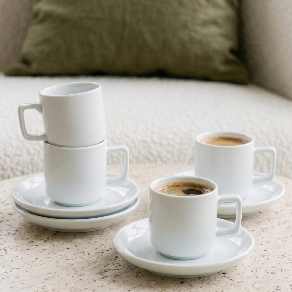 Cosy & Trendy Espressotassen und Untertassen Moon White 90 ml - 4 Stück