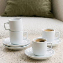 Cosy & Trendy Espressotassen und Untertassen Moon White 90 ml - 4 Stück