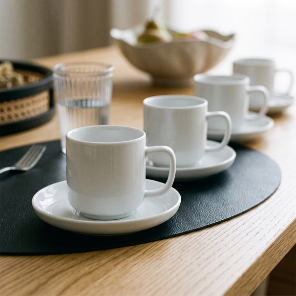 Cosy & Trendy Kaffeetassen und Untertassen Moon White 200 ml - 4 Stück
