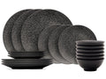 Cosy & Trendy Geschirrset Candy Schwarz - 18-teilig / 6 Personen - 6 Speiseteller, 6 Frühstücksteller und 6 Schalen