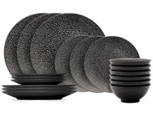 Cosy & Trendy Geschirrset Candy Schwarz - 18-teilig / 6 Personen - 6 Speiseteller, 6 Frühstücksteller und 6 Schalen