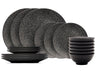 Cosy & Trendy Geschirrset Candy Schwarz - 18-teilig / 6 Personen - 6 Speiseteller, 6 Frühstücksteller und 6 Schalen