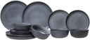 Cosy & Trendy Geschirrset Kentucky Grey - 12-teilig / 4 Personen - 4 Speiseteller, 4 Frühstücksteller und 4 Schalen