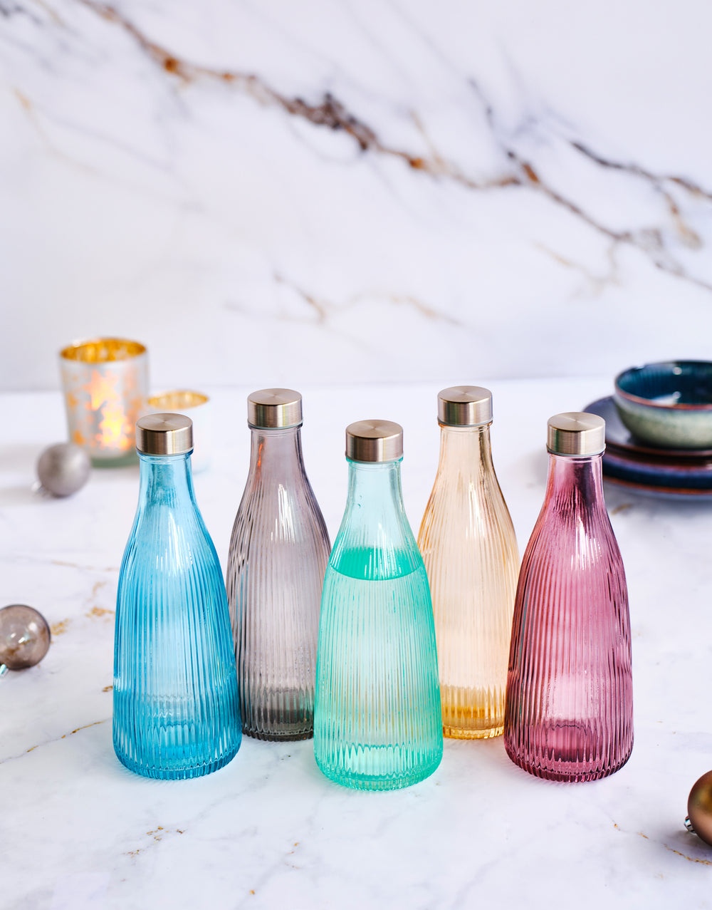 Cosy &amp; Trendy Wasserkaraffe Atla mit Edelstahlverschluss - Glas - Sekt - 1 Liter