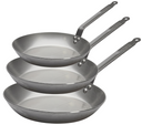 De Buyer Bratpfannenset Lyonnaise Carbone Plus 3-teilig - Stahlblech - ø 20, 24 & 28 cm - ohne Antihaftbeschichtung