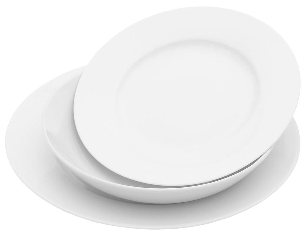 Studio Tavola Geschirrset Weiß - 18-teilig / 6 Personen - 6 Speiseteller, 6 Suppenteller und 6 Frühstücksteller
