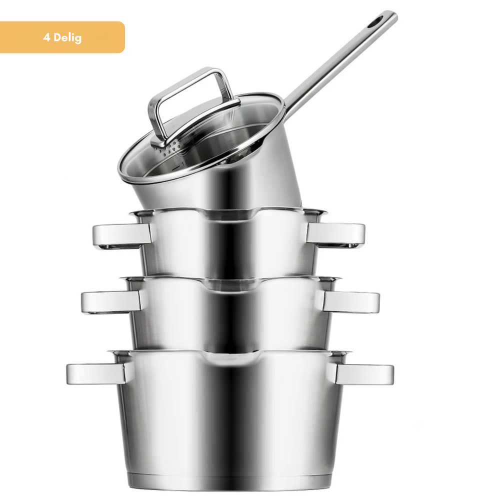 Sola Topfset Diamond 4-teilig – Edelstahl – downdraft-geeignet – Kochtöpfe Ø 16, 18, 20 cm & Stieltopf Ø 16 cm – geeignet für alle Herdarten