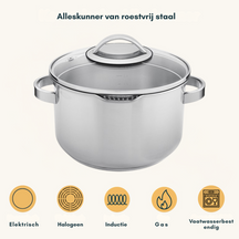 Sola Topfset Diamond 5-teilig – Edelstahl – downdraft-geeignet – Kochtöpfe Ø 16, 18, 20, 24 cm & Stieltopf Ø 16 cm – geeignet für alle Herdarten