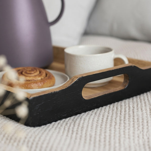 Cosy & Trendy Serviertablett Grau Akazie mit Griffen - 35,5 x 25 cm