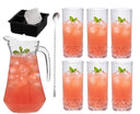 Cocktail-Set Dolle Mina - Karaffe 1,6 L mit 6 Longdrinkgläsern 490 ml, Barlöffel & Eiswürfelform