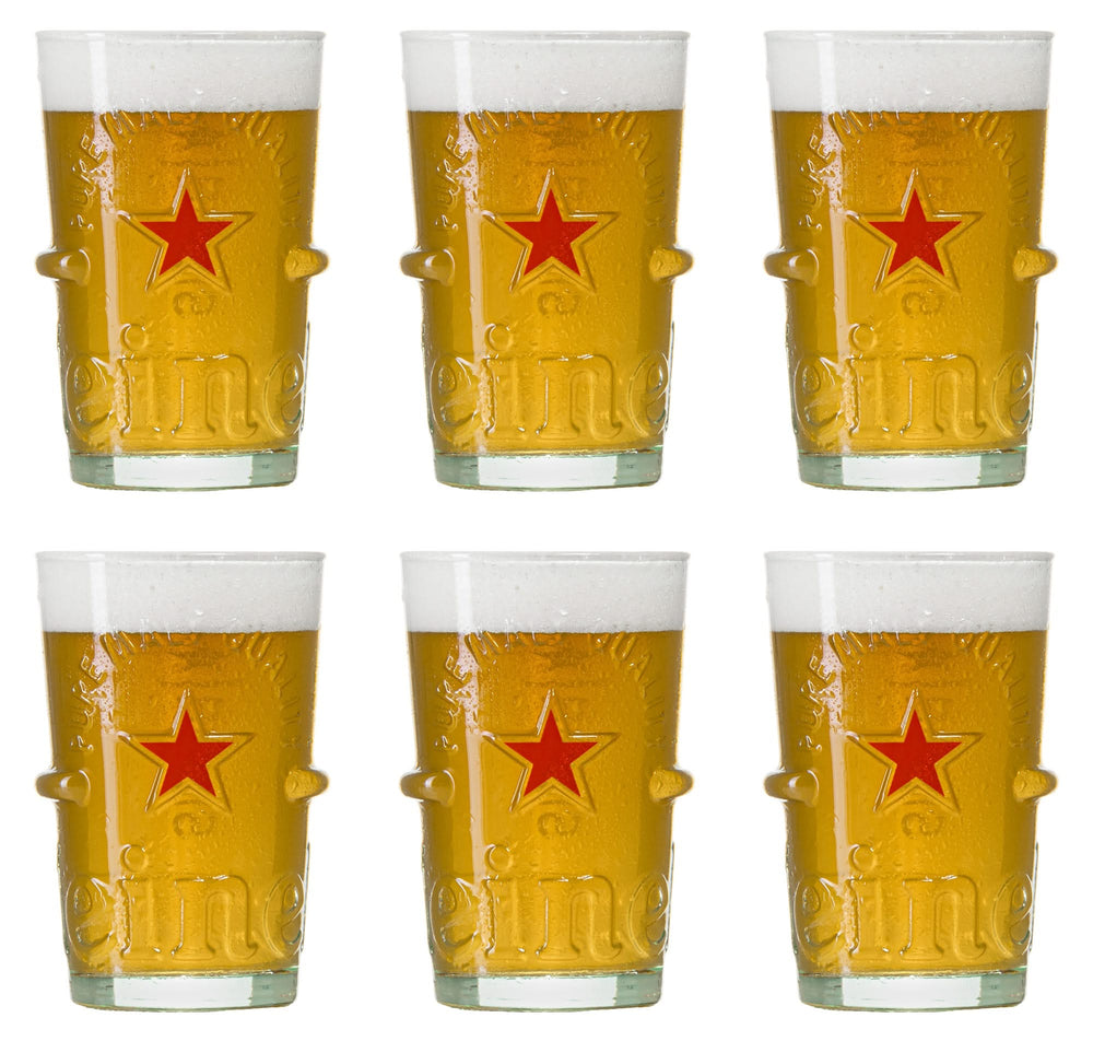 Heineken Biergläser Glas 250 ml Transparent - 6er Set - spülmaschinenfest