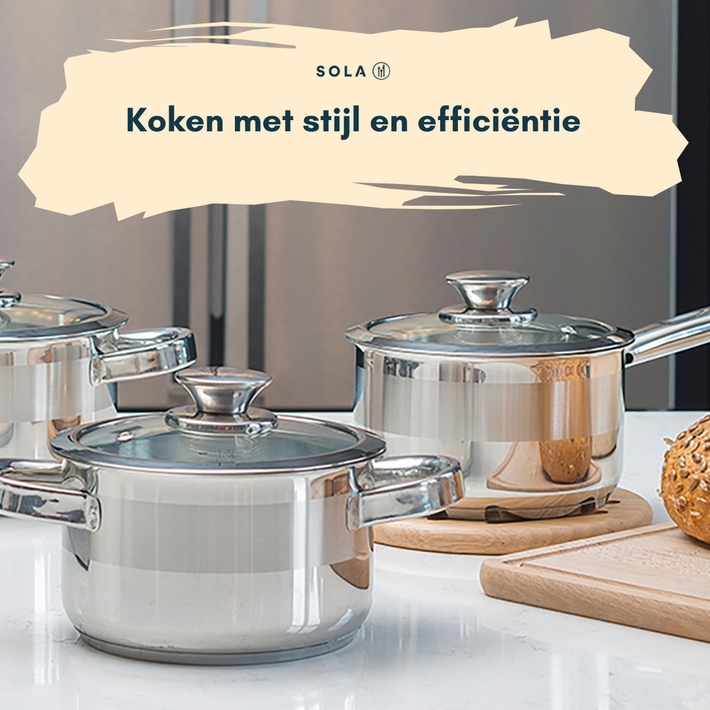 Sola Furore Topfset – Edelstahl – Stieltopf ø 16, 18, 20 cm &amp; Stielkasserolle ø 16 cm – Induktionsgeeignet – 4-teilig