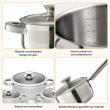 Sola Furore Topfset – Edelstahl – Stieltopf ø 16, 18, 20 cm &amp; Stielkasserolle ø 16 cm – Induktionsgeeignet – 4-teilig