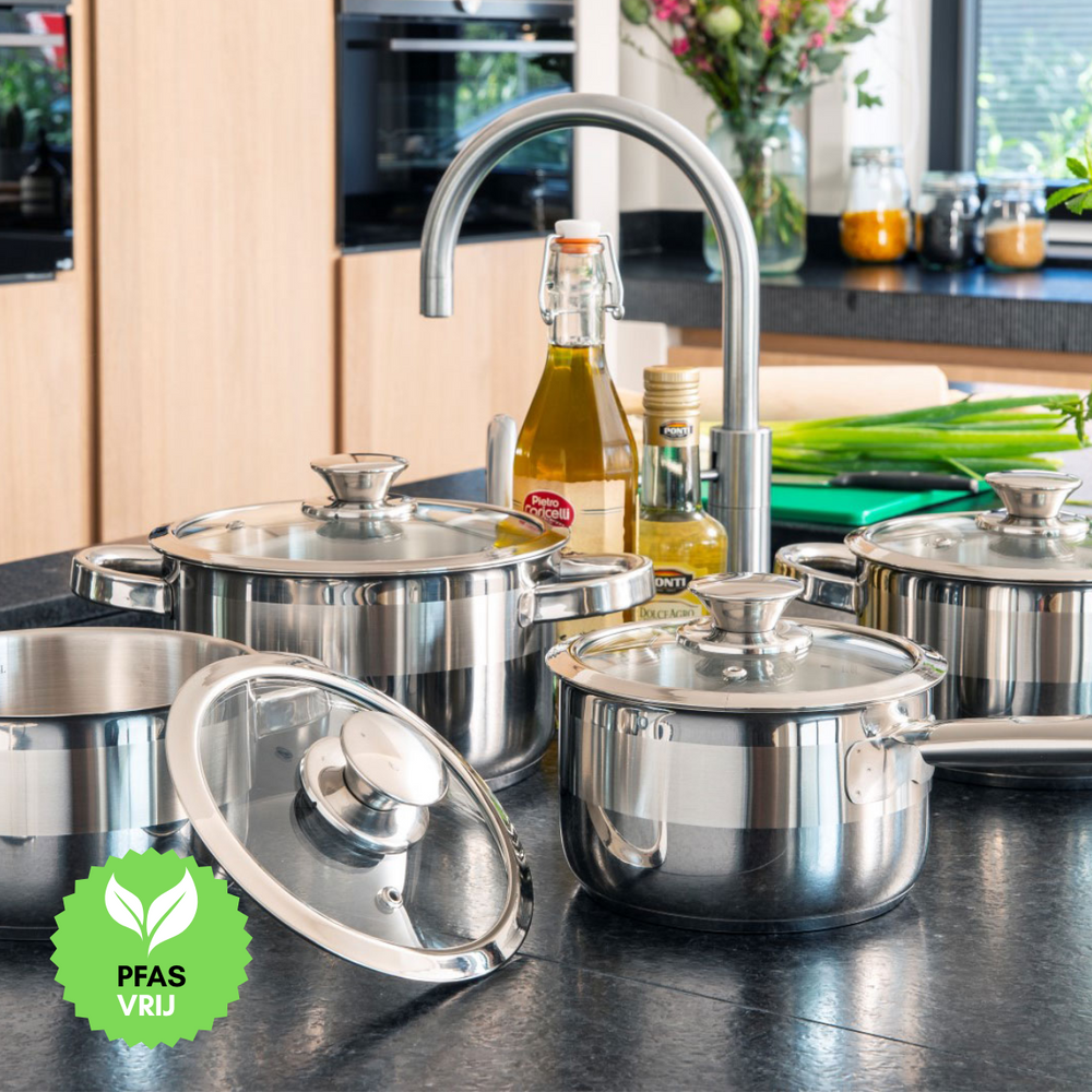 Sola Furore Topfset – Edelstahl – Stieltopf ø 16, 18, 20 cm &amp; Stielkasserolle ø 16 cm – Induktionsgeeignet – 4-teilig