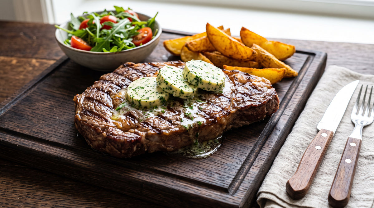Saftiges Fleisch mit einer goldbraunen Kruste, direkt aus der Pfanne.