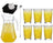 Cocktail-Set Gelbe Peter - Karaffe 1,6 L mit 6 Longdrinkgläser 470 ml, Barlöffel & Eiswürfelform