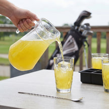 Cocktail-Set Gelbe Peter - Karaffe 1,6 L mit 6 Longdrinkgläser 470 ml, Barlöffel & Eiswürfelform