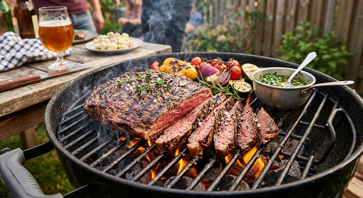 Genieße das Abenteuer des Kochens im Freien mit diesem saftigen Bavette-Steak!