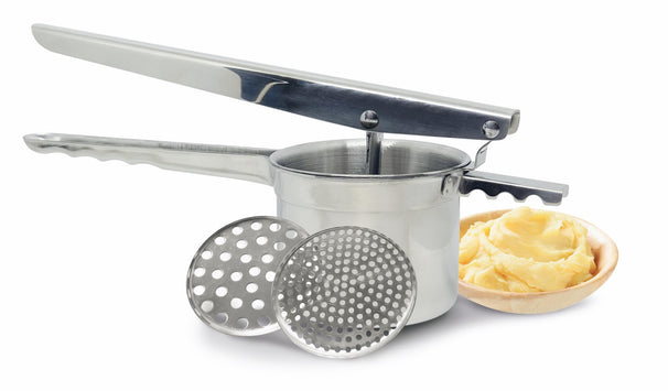 Ghidini Kartoffelpresse / Kartoffelstampfer - Edelstahl - mit 2 austauschbaren Scheiben